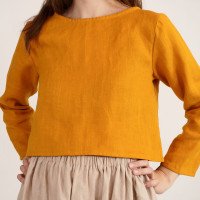 Blouse courte en lin à manches longues GODAVARI