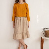 Blouse courte en lin à manches longues GODAVARI