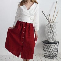 Blouse cache-cœur en lin à manches longues DNIEPER