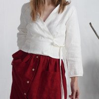 Blouse cache-cœur en lin à manches longues DNIEPER