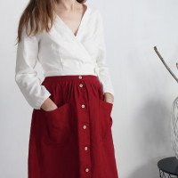 Blouse cache-cœur en lin à manches longues DNIEPER