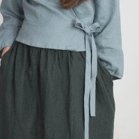 Blouse cache-cœur en lin à manches longues DNIEPER