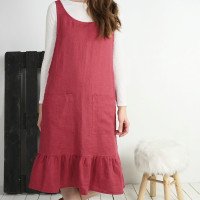 Robe tablier en lin à volant ORINOCO