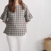 Blouse ample en lin à manches volantées EUPHRATES