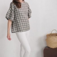 Blouse ample en lin à manches volantées EUPHRATES