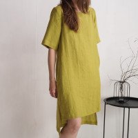 Robe asymétrique en lin à manches mi-longues ALLEGHENY