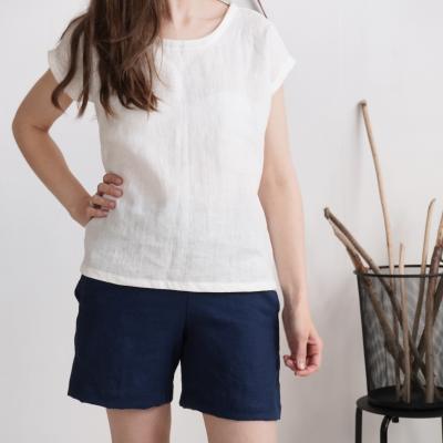Blouse simple en lin à encolure ronde ELBE