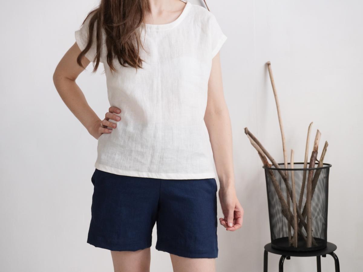 Blouse simple en lin à encolure ronde ELBE
