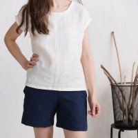 Blouse simple en lin à encolure ronde ELBE