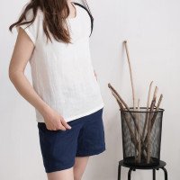 Blouse simple en lin à encolure ronde ELBE