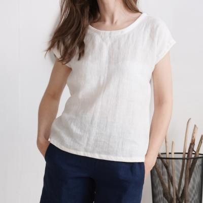 Blouse simple en lin à encolure ronde ELBE
