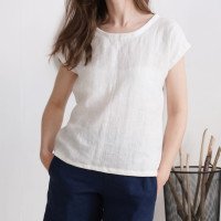 Blouse simple en lin à encolure ronde ELBE