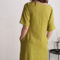 Robe asymétrique en lin à manches mi-longues ALLEGHENY