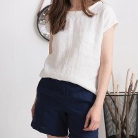 Blouse simple en lin à encolure ronde ELBE