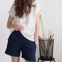Blouse simple en lin à encolure ronde ELBE