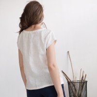 Blouse simple en lin à encolure ronde ELBE