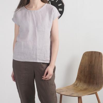 Blouse simple en lin à encolure ronde ELBE