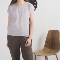 Blouse simple en lin à encolure ronde ELBE