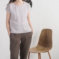 Blouse simple en lin à encolure ronde ELBE