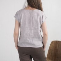 Blouse simple en lin à encolure ronde ELBE