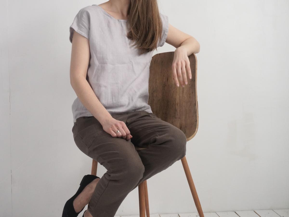 Blouse simple en lin à encolure ronde ELBE