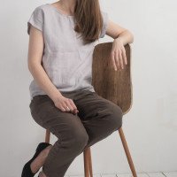 Blouse simple en lin à encolure ronde ELBE