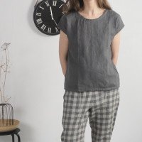 Blouse simple en lin à encolure ronde ELBE