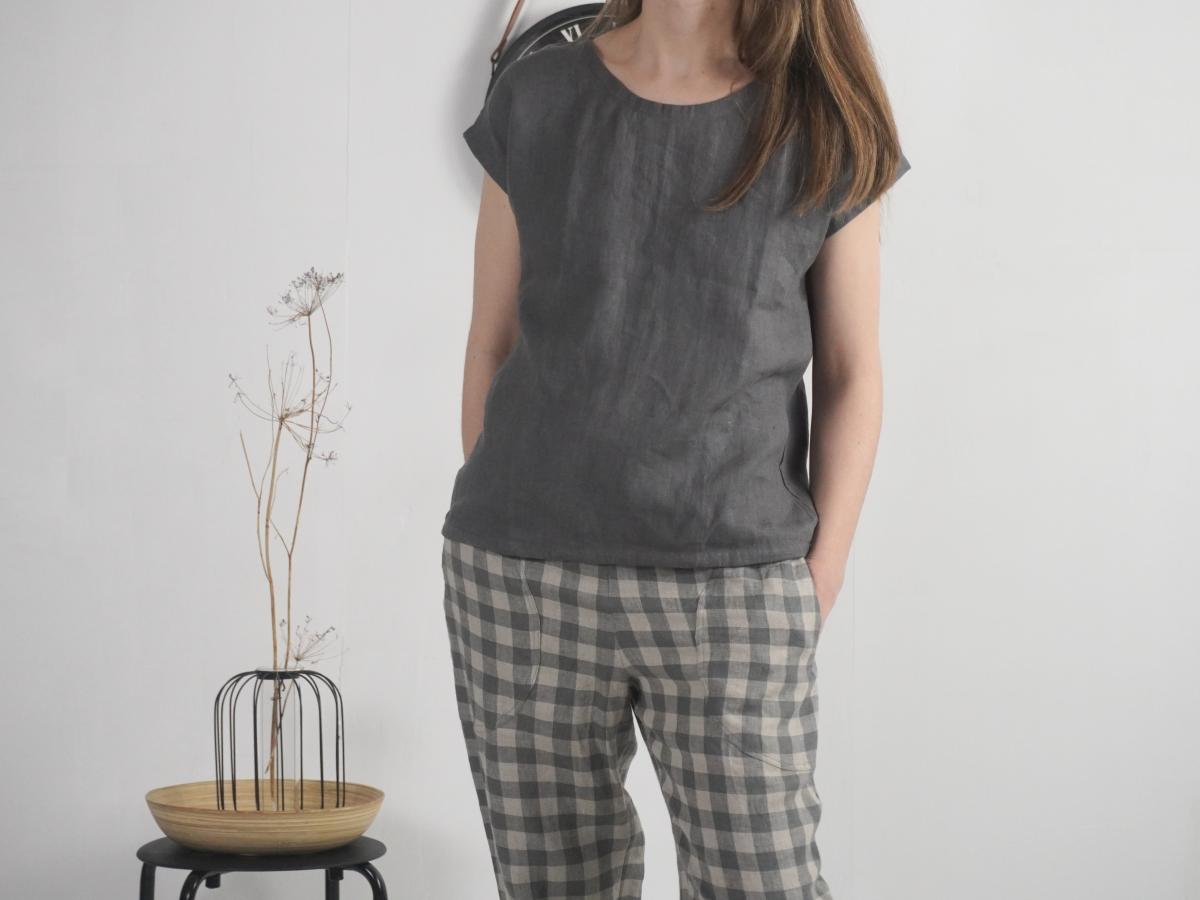 Blouse simple en lin à encolure ronde ELBE