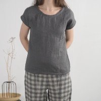 Blouse simple en lin à encolure ronde ELBE