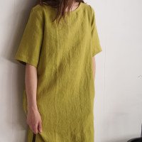 Robe asymétrique en lin à manches mi-longues ALLEGHENY