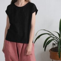 Blouse simple en lin à encolure ronde ELBE