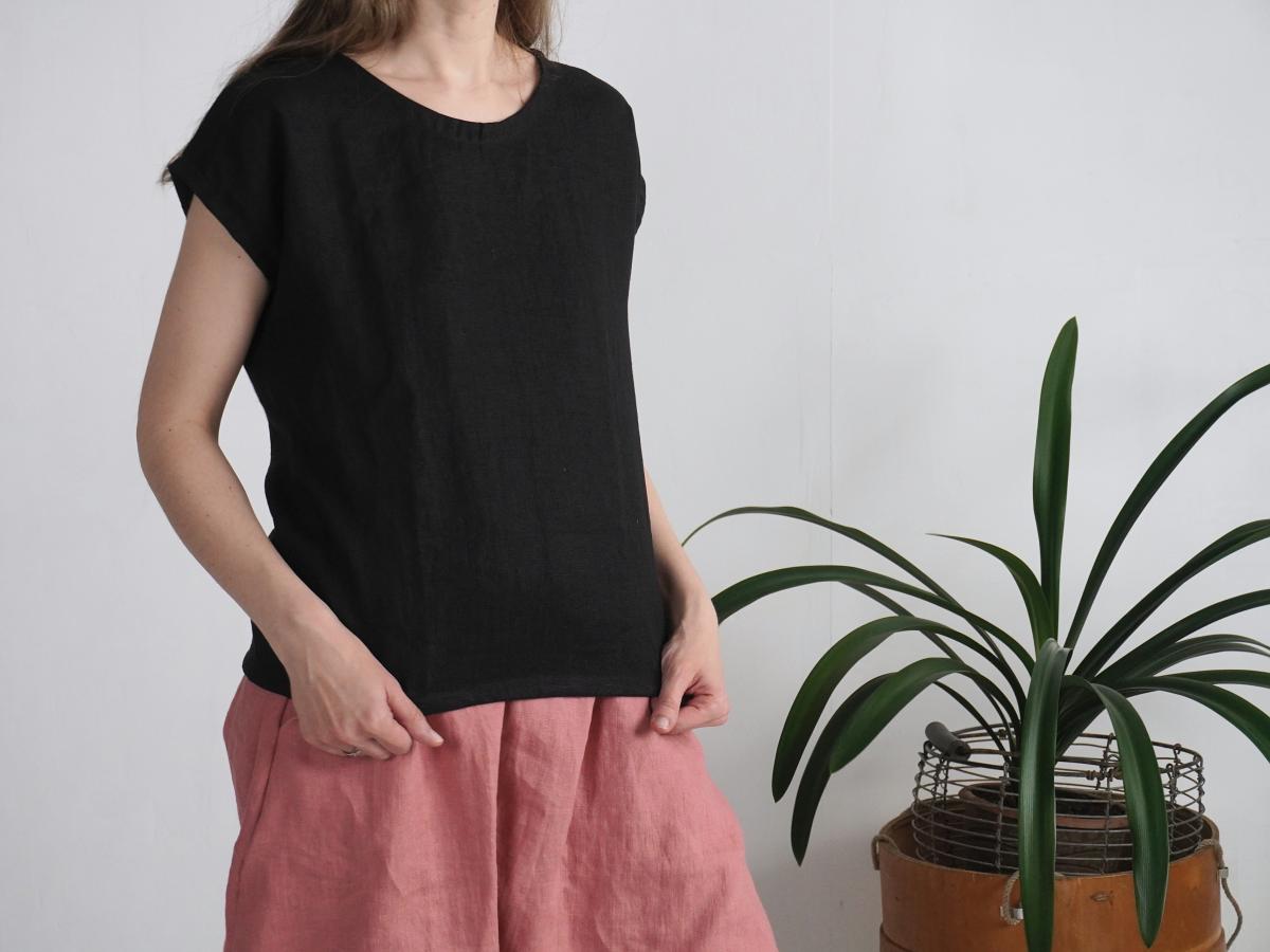 Blouse simple en lin à encolure ronde ELBE