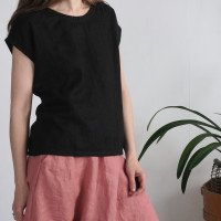 Blouse simple en lin à encolure ronde ELBE