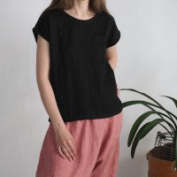 Blouse simple en lin à encolure ronde ELBE