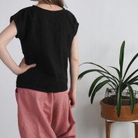 Blouse simple en lin à encolure ronde ELBE
