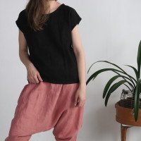 Blouse simple en lin à encolure ronde ELBE