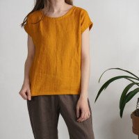 Blouse simple en lin à encolure ronde ELBE