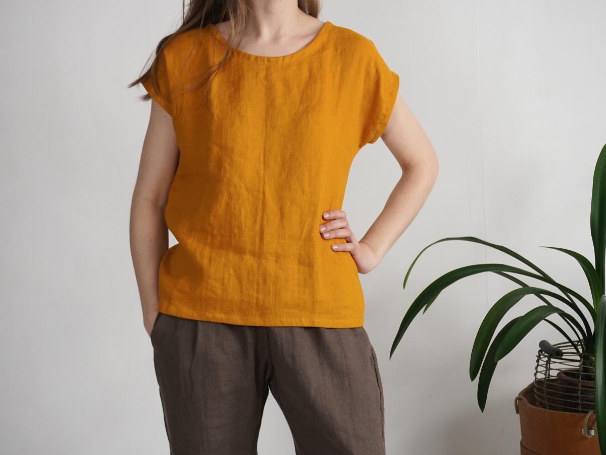 Blouse simple en lin à encolure ronde ELBE