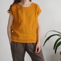 Blouse simple en lin à encolure ronde ELBE