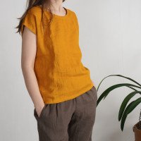 Blouse simple en lin à encolure ronde ELBE
