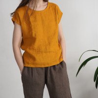 Blouse simple en lin à encolure ronde ELBE