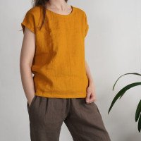 Blouse simple en lin à encolure ronde ELBE