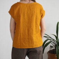 Blouse simple en lin à encolure ronde ELBE