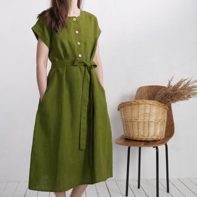 Robe chemise midi de grossesse en lin à ceinture LIMPOPO