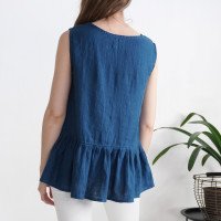 Blouse en lin sans manches à volant ILI