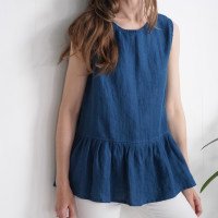 Blouse en lin sans manches à volant ILI