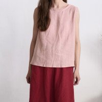 Blouse en lin sans manches fendue au dos UELE