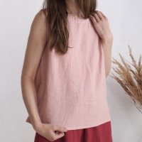 Blouse en lin sans manches fendue au dos UELE