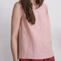 Blouse en lin sans manches fendue au dos UELE