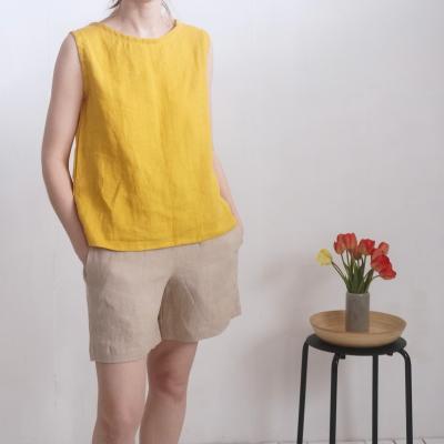 Linen sleeveless top, basic linen top - MURRAY